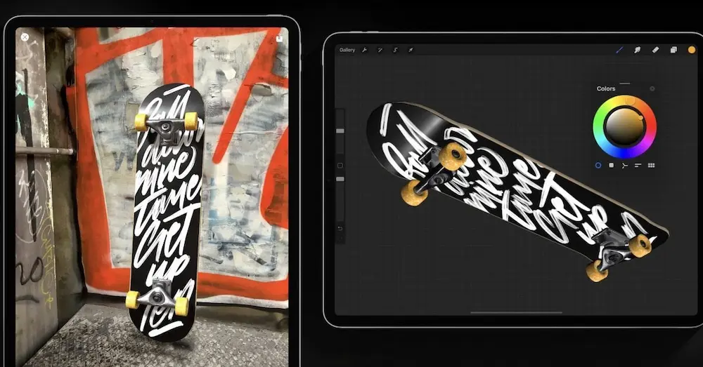 procreate 3d demonstration med en skateboard