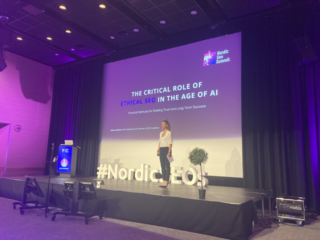 Jutta Lehtinen pratade om etisk SEO på Nordic SEO Summit 2025