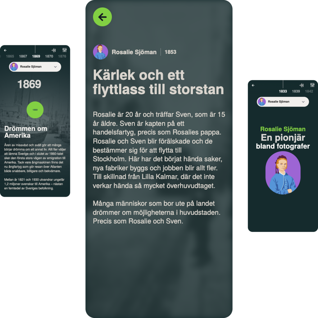 Skärmdumpar från mobilversionen